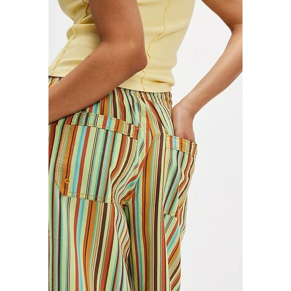 Free People Saylor Poplin Stripe Shorts Printed Mid-Rise Pull-on S NWT 283575 - Picture 3 of 12